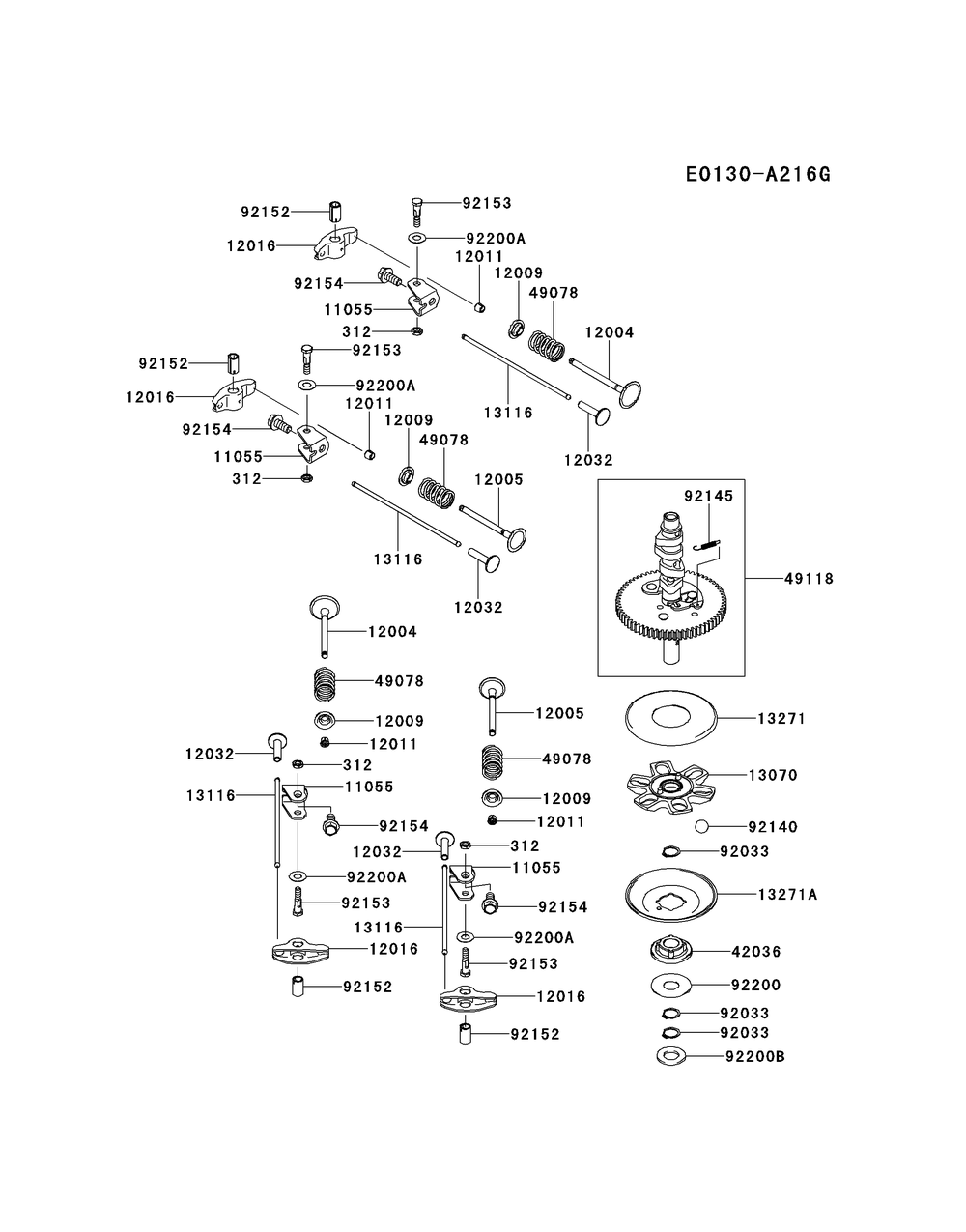 Fr600v-Cs17 Valve And Camshaft Diagram and Parts List for FR600V-CS17  Cub Cadet Lawn Tractor